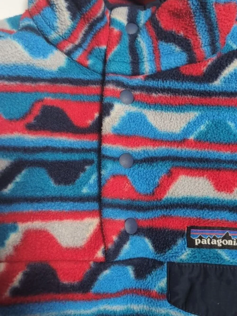 Patagonia Synchilla Snap-T Aztec Blue Delta Waves Pullover - Picture 5 of 12
